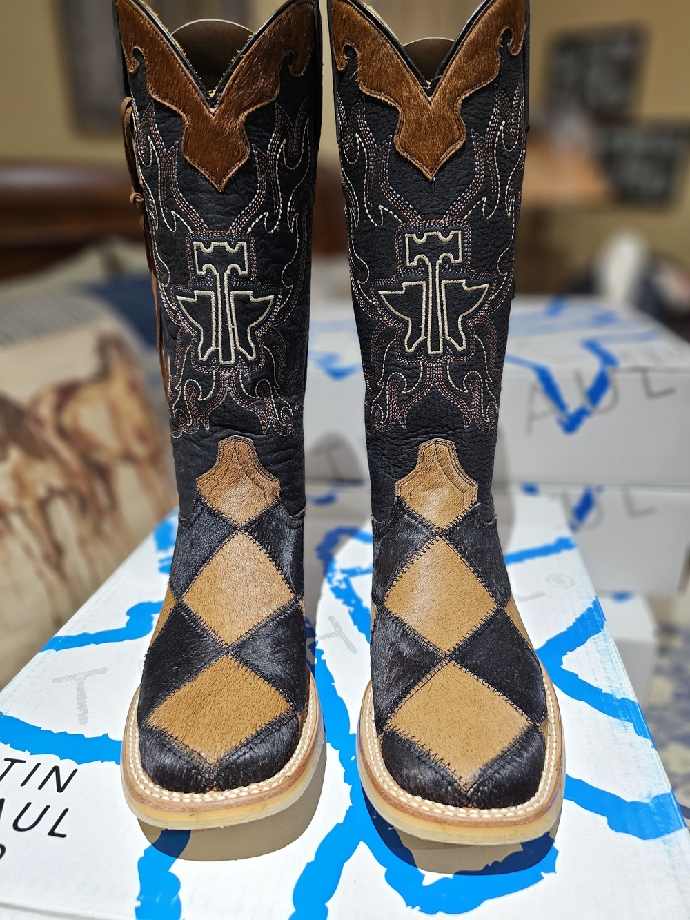Women Tin Haul 'Fuzzy Wuzzy' Hair-On-Hide Western Western Boots, NIB